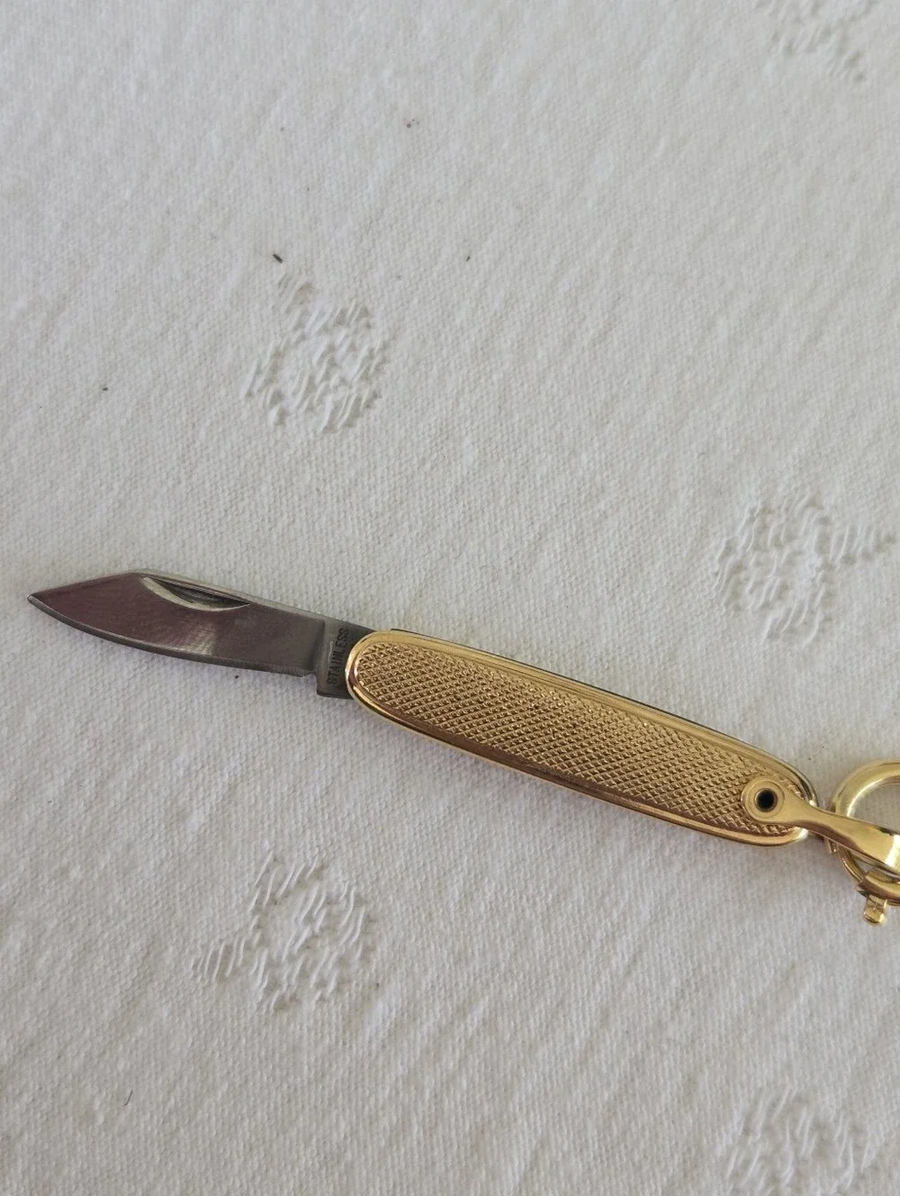 Vintagw Gold Pocket Watch with Chain and Knife by Colibri